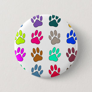 Farbige Dog Paw Print Patches Button