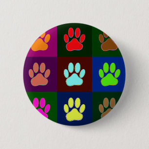Farbige Dog Paw Print Patches Button