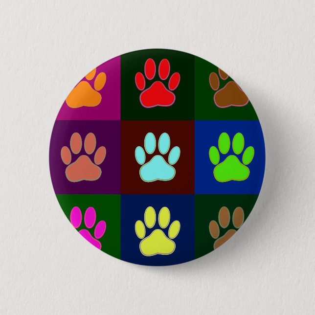 Farbige Dog Paw Print Patches Button (Vorderseite)