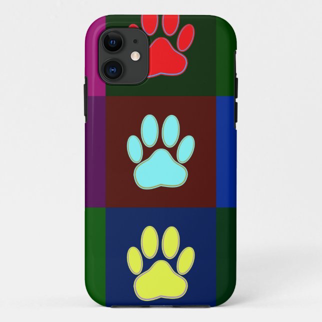 Farbige Dog Paw Print Patches Case-Mate iPhone Hülle (Rückseite)