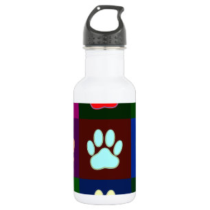 Farbige Dog Paw Print Patches Edelstahlflasche