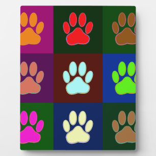 Farbige Dog Paw Print Patches Fotoplatte