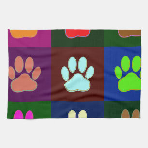 Farbige Dog Paw Print Patches Geschirrtuch