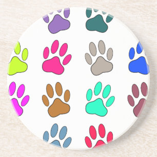 Farbige Dog Paw Print Patches Getränkeuntersetzer