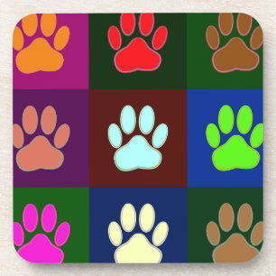 Farbige Dog Paw Print Patches Getränkeuntersetzer