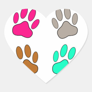 Farbige Dog Paw Print Patches Herz-Aufkleber