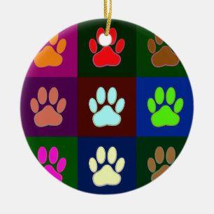 Farbige Dog Paw Print Patches Keramik Ornament