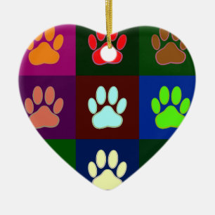 Farbige Dog Paw Print Patches Keramikornament