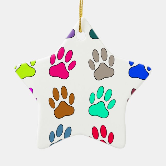 Farbige Dog Paw Print Patches Keramikornament (Vorne)
