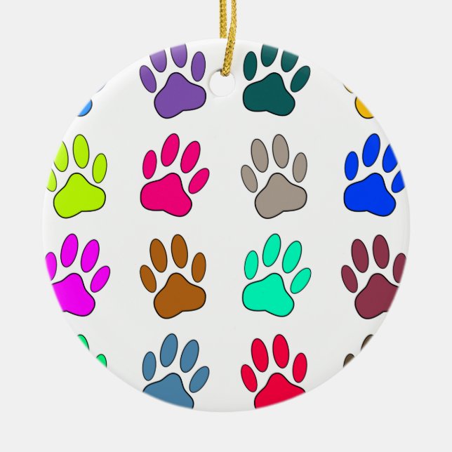 Farbige Dog Paw Print Patches Keramikornament (Vorne)