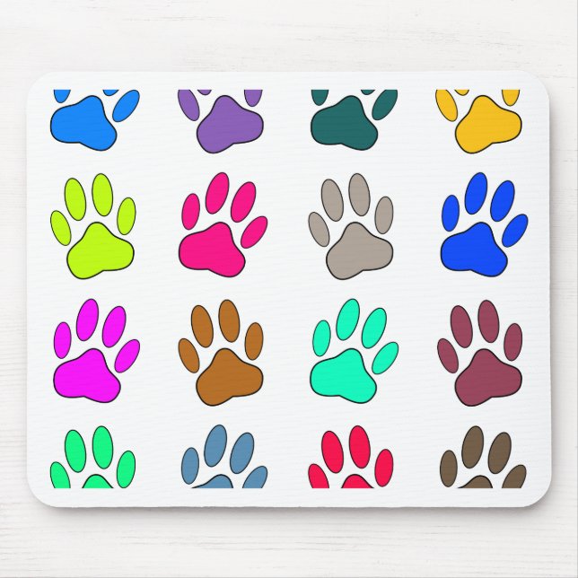 Farbige Dog Paw Print Patches Mousepad (Vorne)