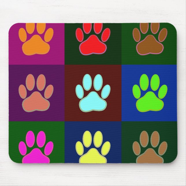 Farbige Dog Paw Print Patches Mousepad (Vorne)