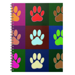 Farbige Dog Paw Print Patches Notizblock