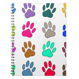 Farbige Dog Paw Print Patches Notizblock