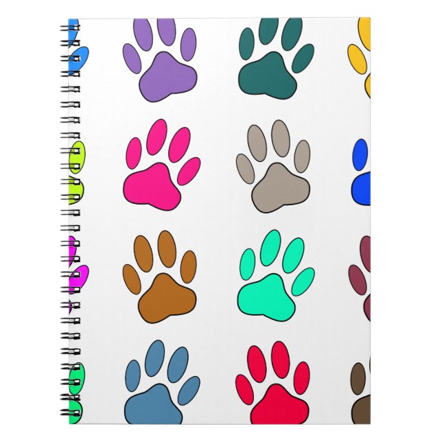 Farbige Dog Paw Print Patches Notizblock (Vorderseite)