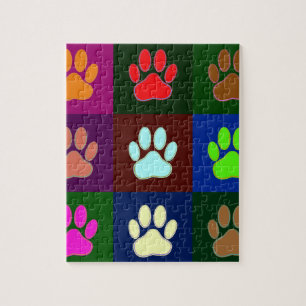 Farbige Dog Paw Print Patches Puzzle