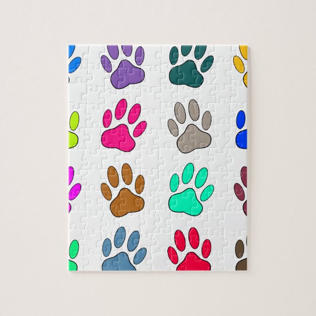 Farbige Dog Paw Print Patches Puzzle (Vertikal)