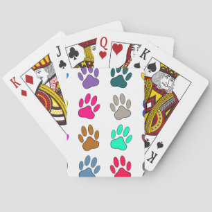 Farbige Dog Paw Print Patches Spielkarten