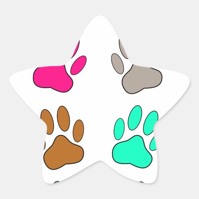 Farbige Dog Paw Print Patches Stern-Aufkleber (Vorderseite)