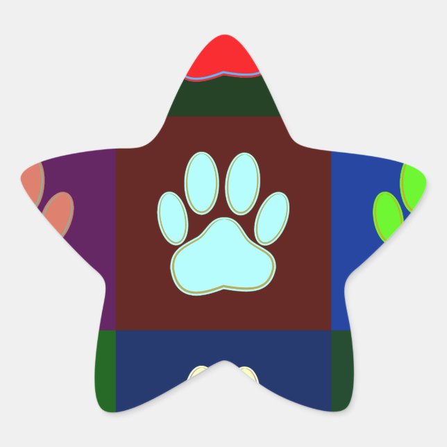 Farbige Dog Paw Print Patches Stern-Aufkleber (Vorderseite)