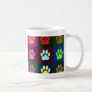 Farbige Dog Paw Print Patches Tasse