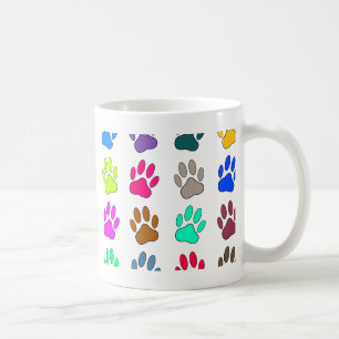 Farbige Dog Paw Print Patches Tasse