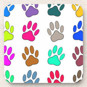 Farbige Dog Paw Print Patches Untersetzer