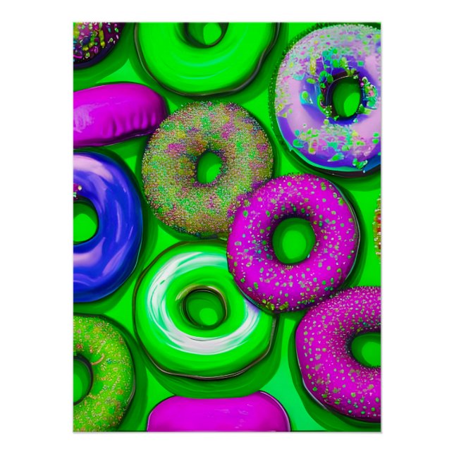 Farbige Donuts Green Poster (Vorderseite)