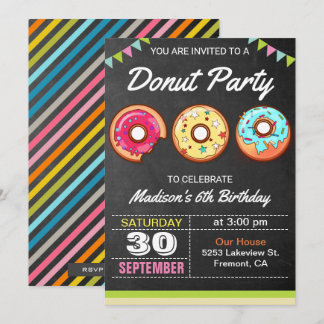 Farbige Donuts Kindergeburtstag Party Einladung