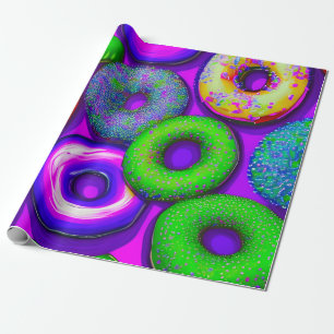 Farbige Donuts Lila Geschenkpapier