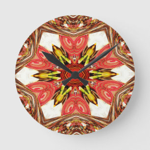 Farbige Doodflora Herz nahtlos star.jpg Runde Wanduhr