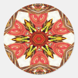 Farbige Doodflora Herz nahtlos star.jpg Runder Aufkleber