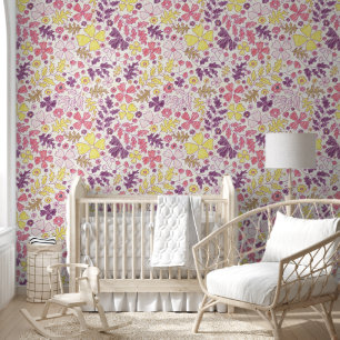 Farbige Doodle-Blumen-Bleistiftskizze Baby Shower  Tapete