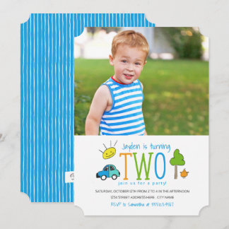 Farbige Doodles 2. Geburtstag Party Einladung / Au