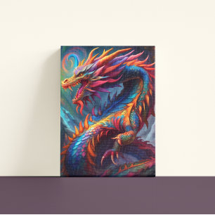 Farbige Drache Canvas Print Leinwanddruck