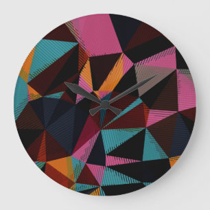 Farbige Dreiecke Abstrakter geometrischer Hintergr Große Wanduhr