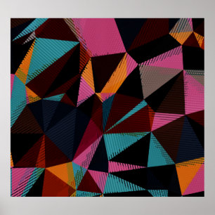 Farbige Dreiecke Abstrakter geometrischer Hintergr Poster
