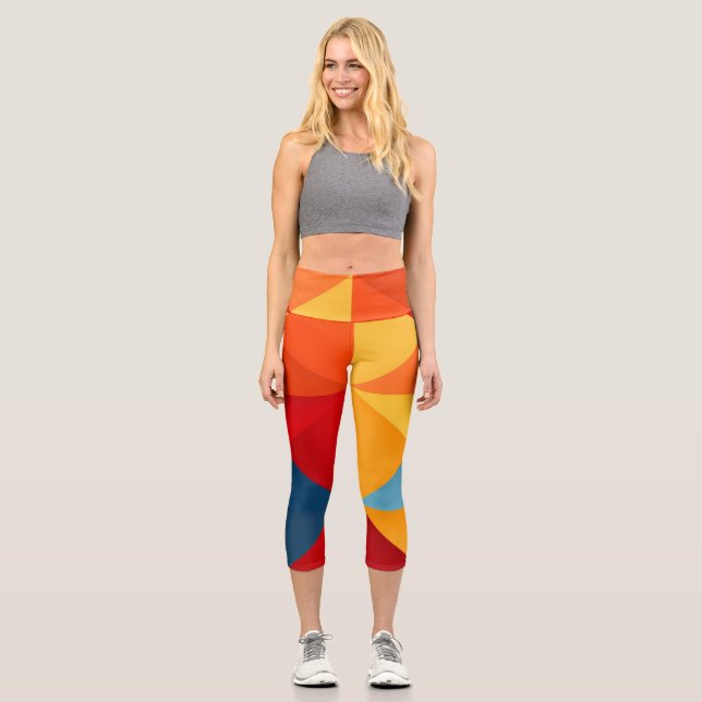 Farbige Dreiecke Capri Leggings (Vorderseite)