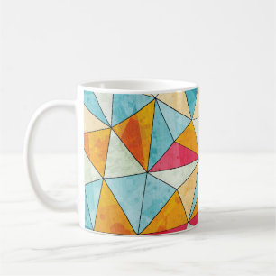 Farbige Dreiecke: Grunge Vintage-Muster Kaffeetasse