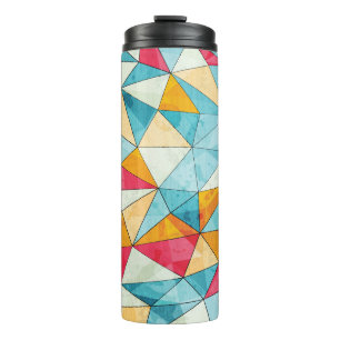 Farbige Dreiecke: Grunge Vintage-Muster Thermosbecher