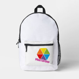 Farbige Dreiecke mit rosa Kreise Text Bedruckter Rucksack