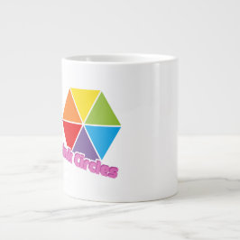 Farbige Dreiecke mit rosa Kreise Text Jumbo-Tasse