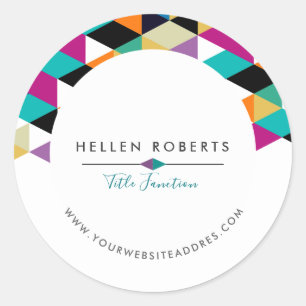 Farbige Dreiecke, modernes Design Runder Aufkleber