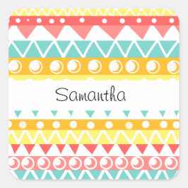 Farbige Dreiecke und Kreise Quadratischer Aufkleber