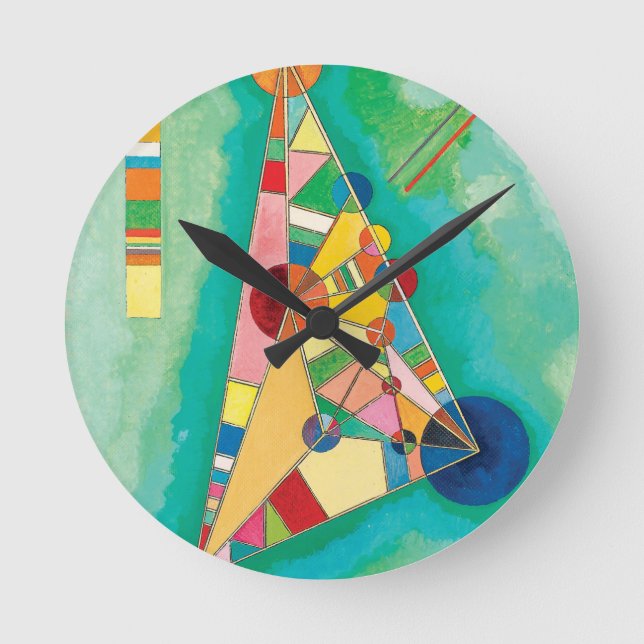 Farbige Dreiecke von Wassily Kandinsky Runde Wanduhr (Vorderseite)