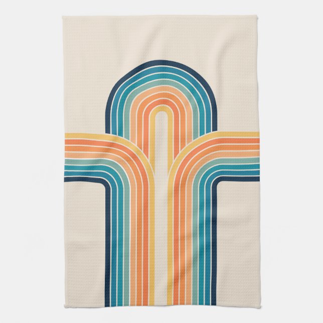 Farbige dreifache Retro Bögen Geschirrtuch (Vertikal)
