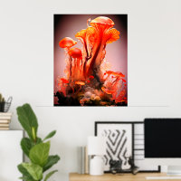 Farbige durchsichtige Pilze an einer Wand