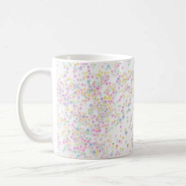 Farbige echte Konfetti-Sterne Kaffeetasse (Links)