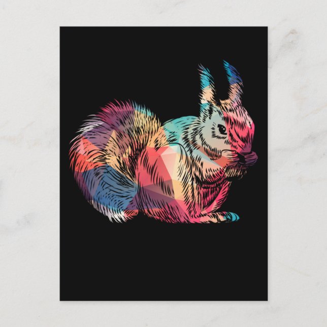 Farbige Eichhörnchen Art Retro Rodent Postkarte (Vorderseite)