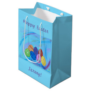 Farbige Eier, Frohe Ostern, personalisierter Gesch Mittlere Geschenktüte